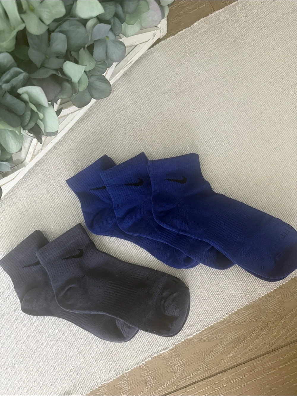 5 PacK Nike Ankle Socks DRI-FIT Blue Grey NEW